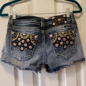 Miss Me Jean shorts with Rose Gold flower embellis